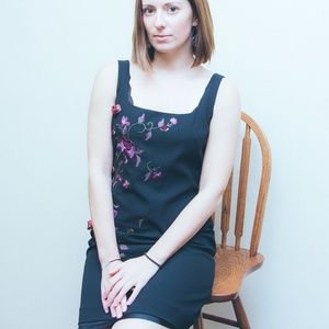 Little Black Dress w/ 3D Floral Detail